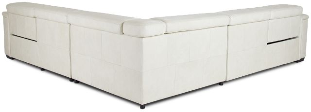 Ainsley White Leather Medium Dual Power 2-arm Reclining Sectional