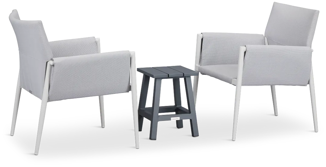Barbados White Aluminum Square Table & 2 Chairs