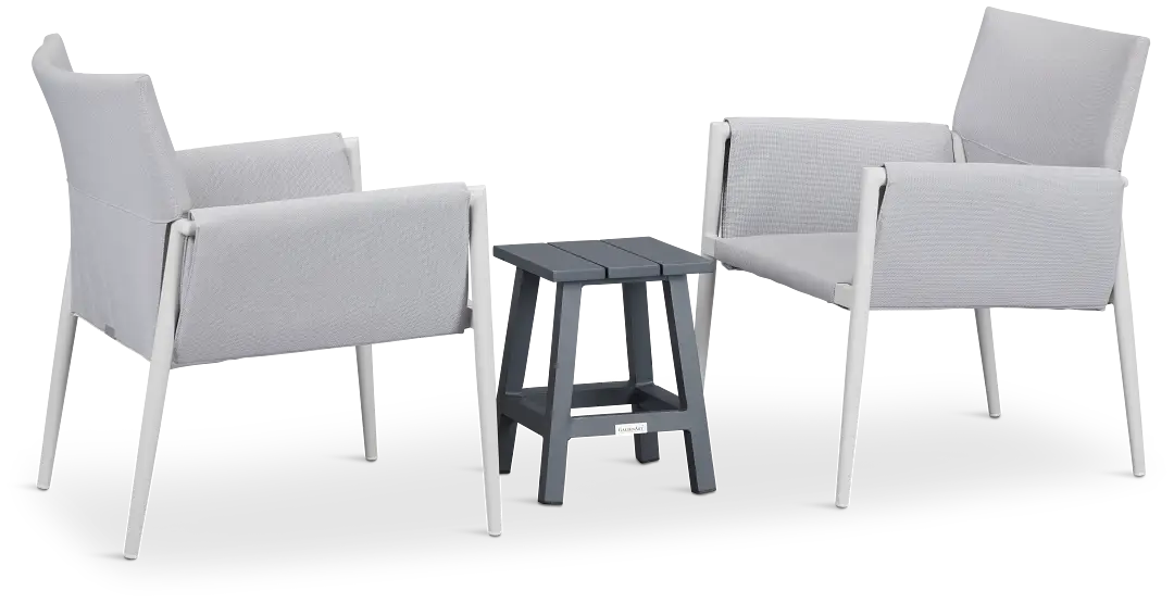 Barbados White Aluminum Square Table & 2 Chairs Barbados White Aluminum Square Table & 2 Chairs