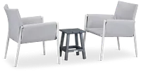 Barbados White Aluminum Square Table & 2 Chairs