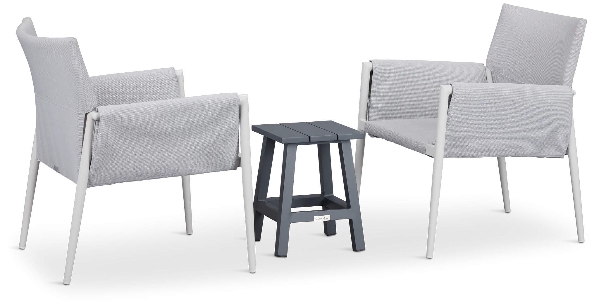 Barbados White Aluminum Square Table & 2 Chairs