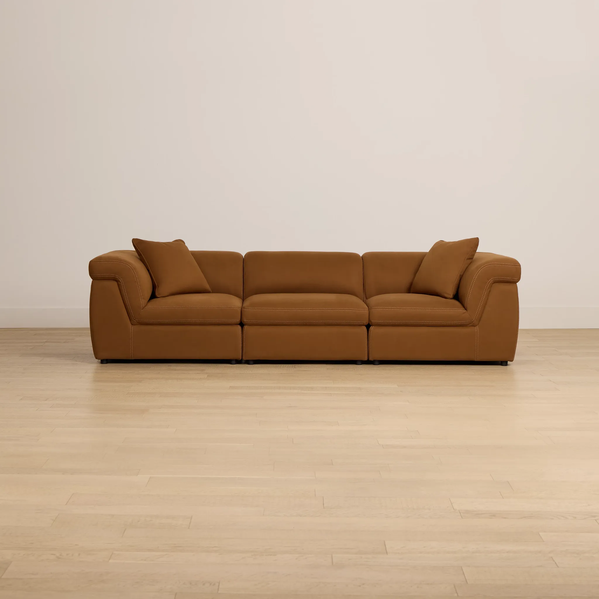 Aria Medium Brown Micro Immersive 3-piece Modular Sofa