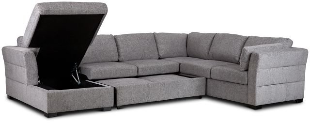 Amber Dark Gray Fabric Large Left Chaise Sleeper Sectional