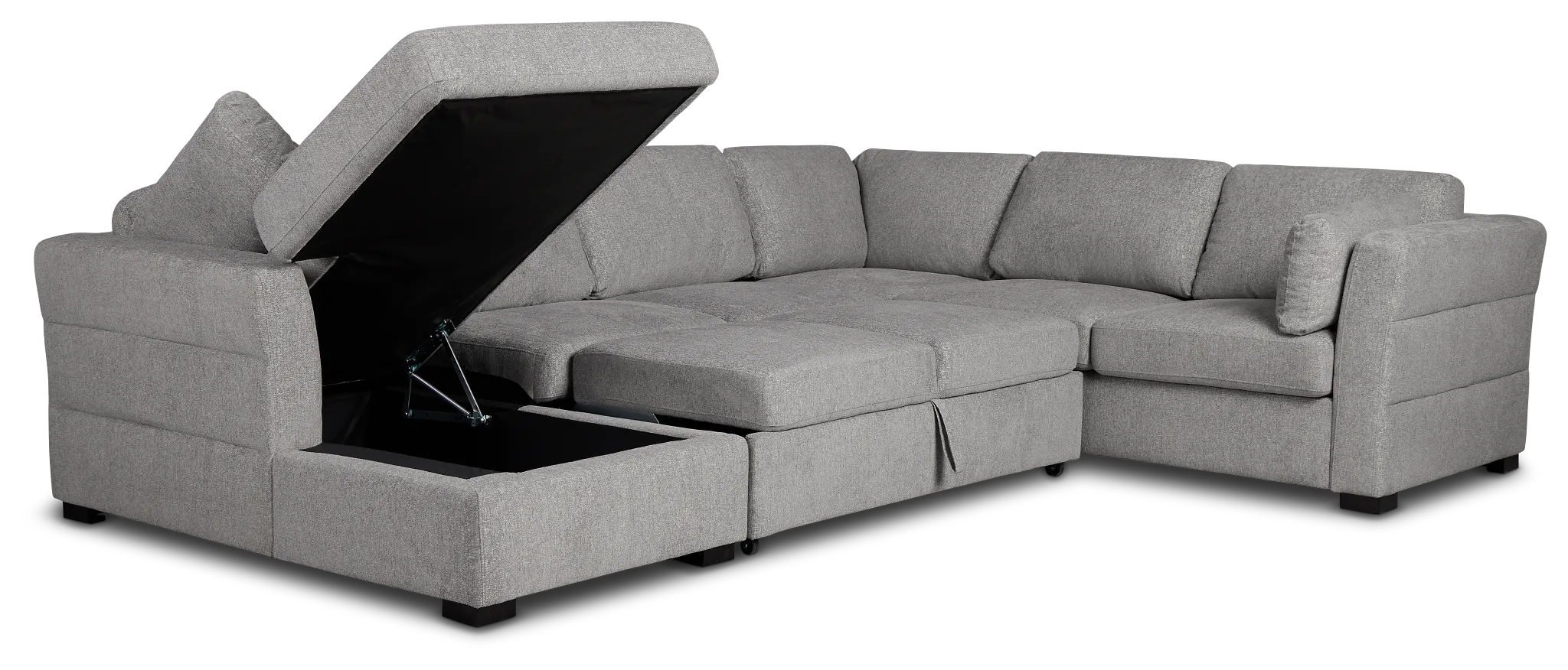 Amber Dark Gray Fabric Large Left Chaise Storage Sleeper Sectional