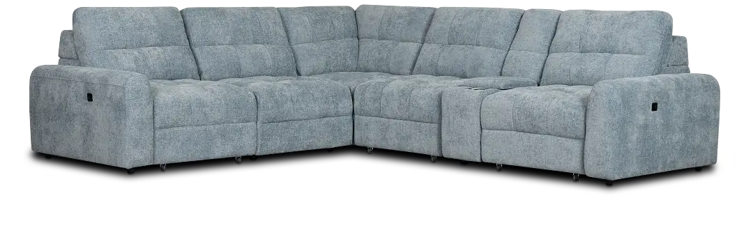 Hendrix Light Blue Fabric Medium Tri Power 2 Arm Extension Chaise Sectional Hendrix Light Blue Fabric Medium Tri Power 2 Arm Extension Chaise Sectional