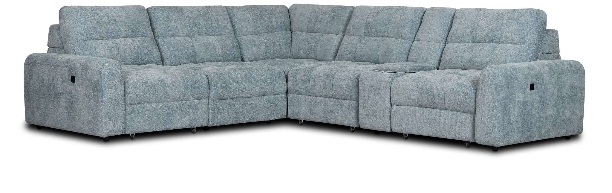 Hendrix Light Blue Fabric Medium Tri Power 2 Arm Extension Chaise Sectional Hendrix Light Blue Fabric Medium Tri Power 2 Arm Extension Chaise Sectional