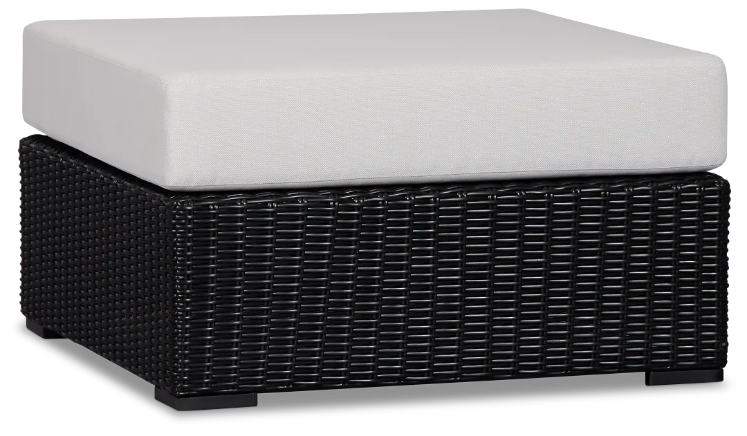 Montecito Black Large Ottoman With Light Beige Cushions