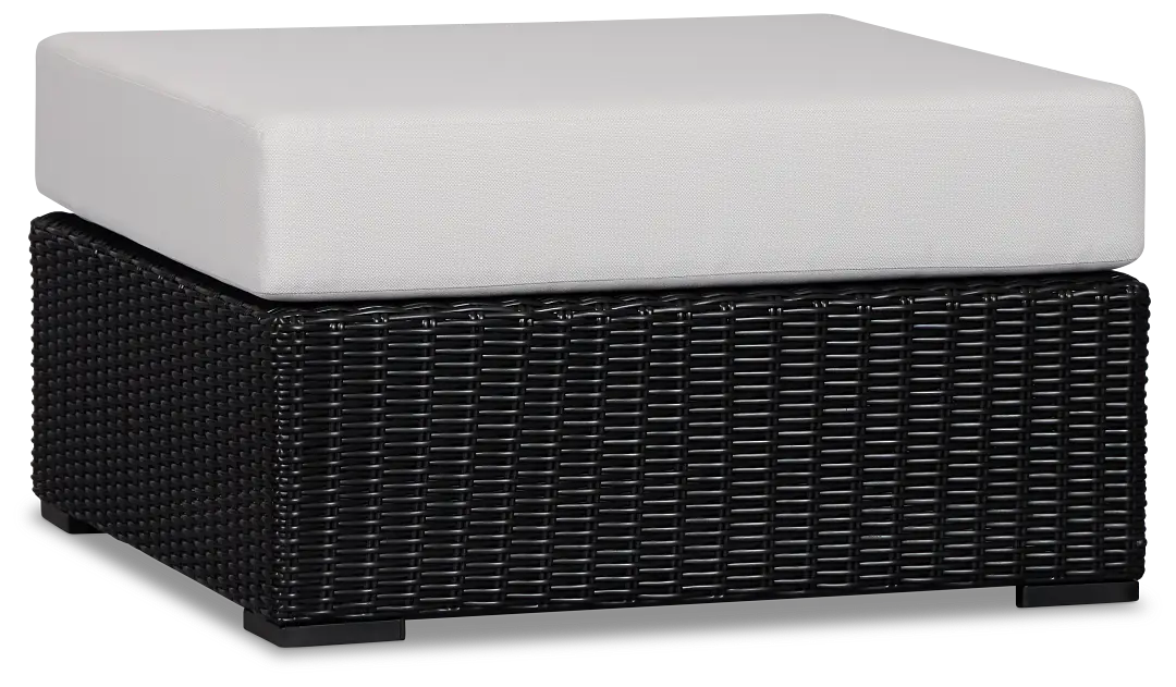 Montecito Black Large Ottoman With Light Beige Cushions Montecito Black Large Ottoman With Light Beige Cushions