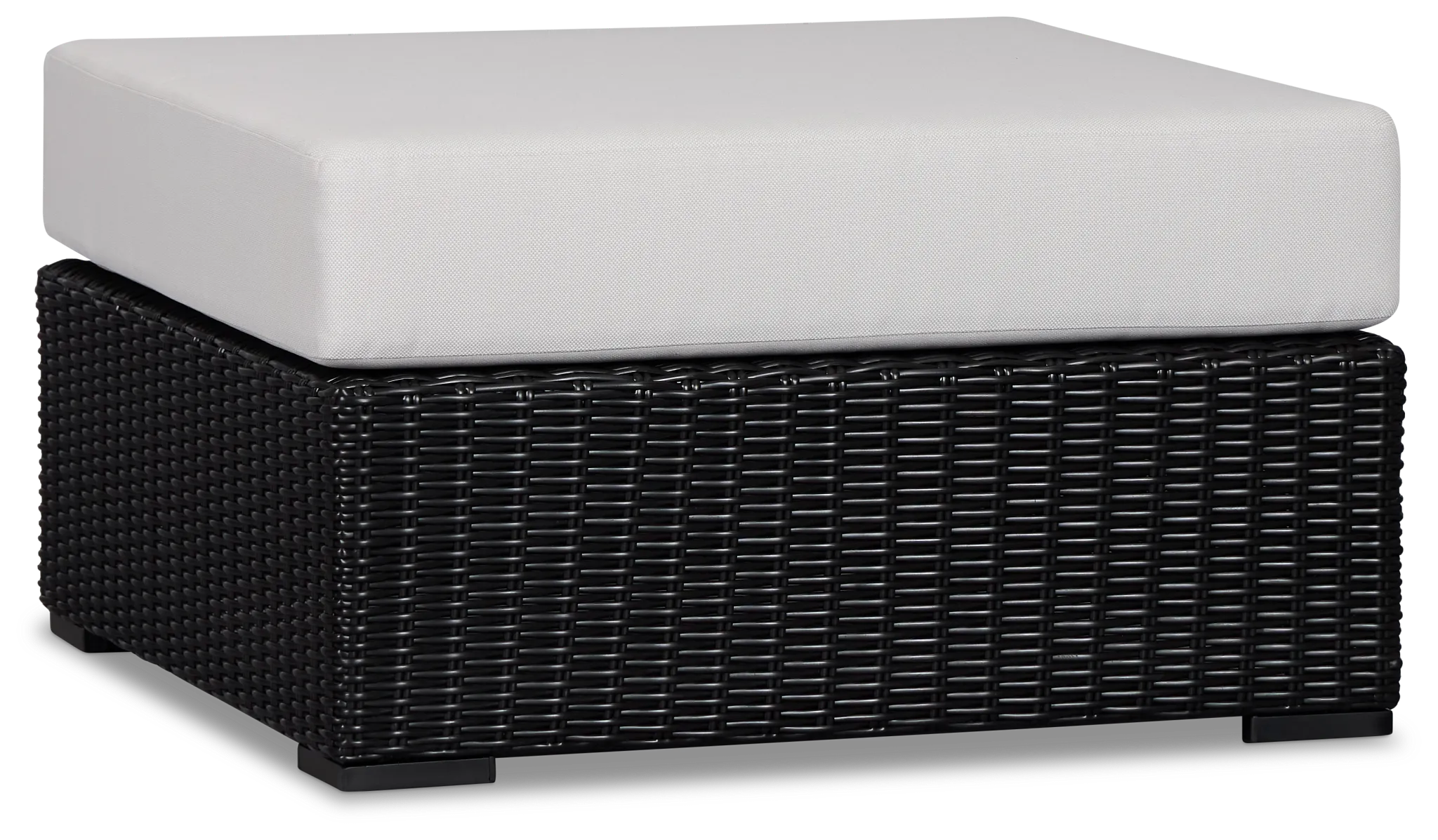 Montecito Black Large Ottoman With Light Beige Cushions