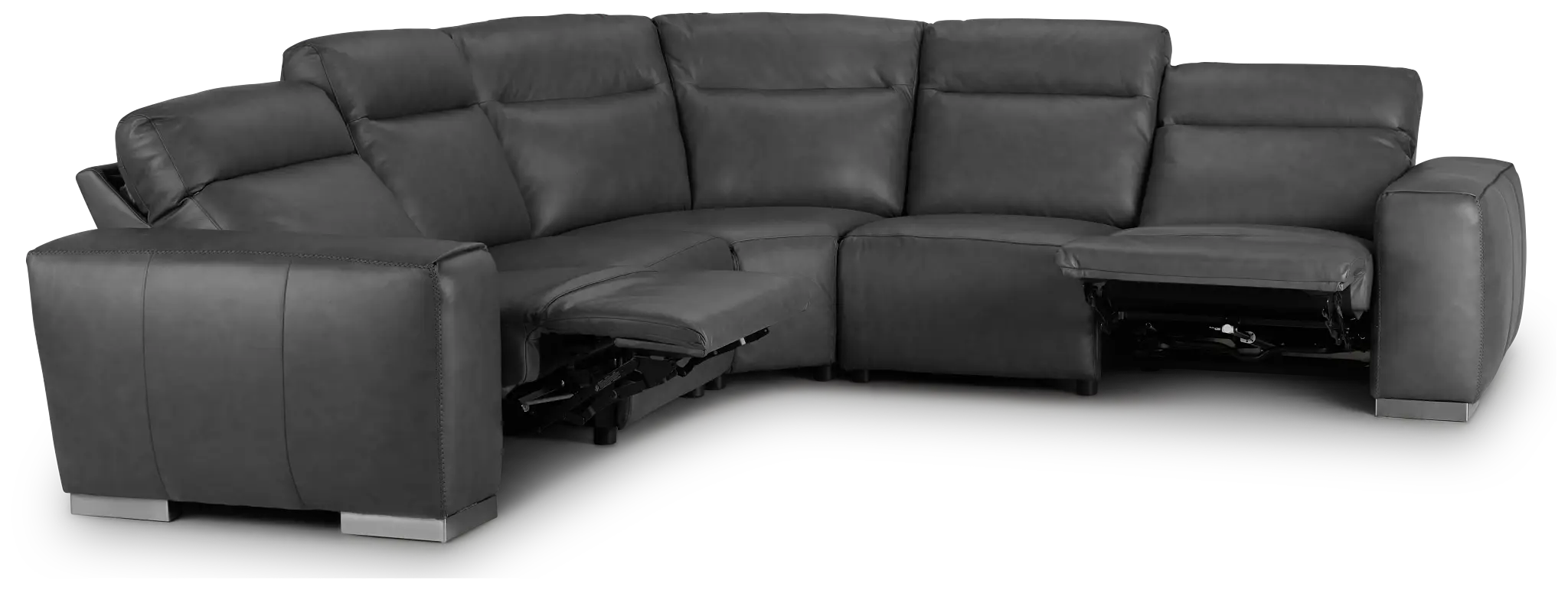 Elba Dark Gray Leather Small Dual Power Reclining Two-arm Sectional Elba Dark Gray Leather Small Dual Power Reclining Two-arm Sectional