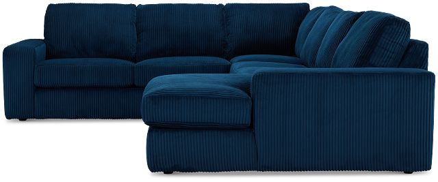 Charlie Dark Blue Fabric Medium Right Chaise Sectional