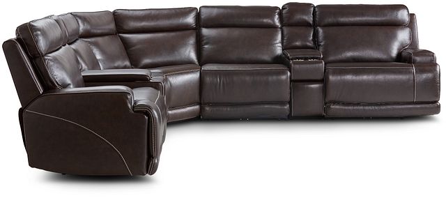Valor Dark Brown Leather Large Triple Power Reclining Two-arm Sectional (1)