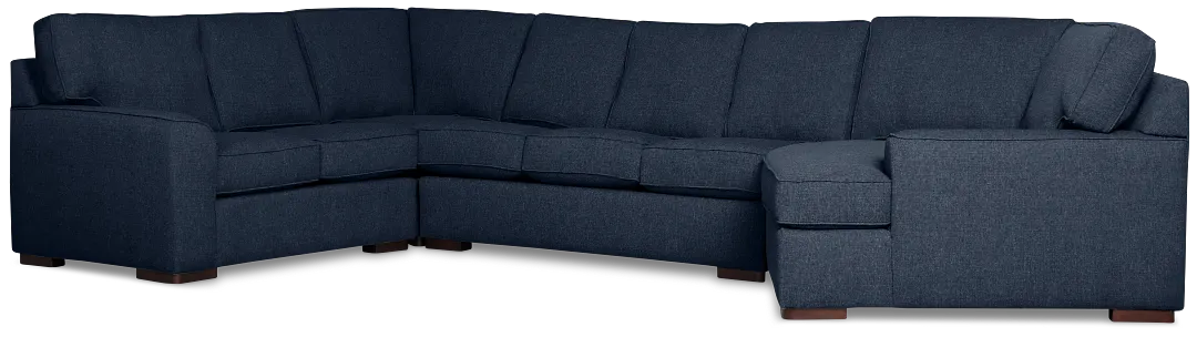 Sinclair Dark Blue Fabric Right Cuddler Innerspring Sleeper Sectional