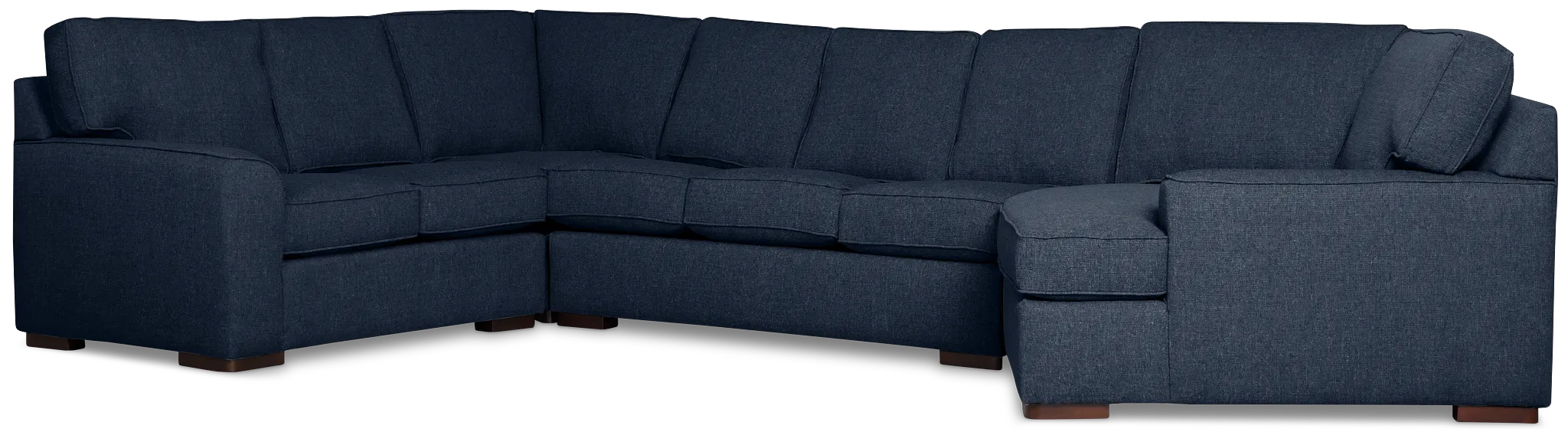 Sinclair Dark Blue Fabric Right Cuddler Innerspring Sleeper Sectional