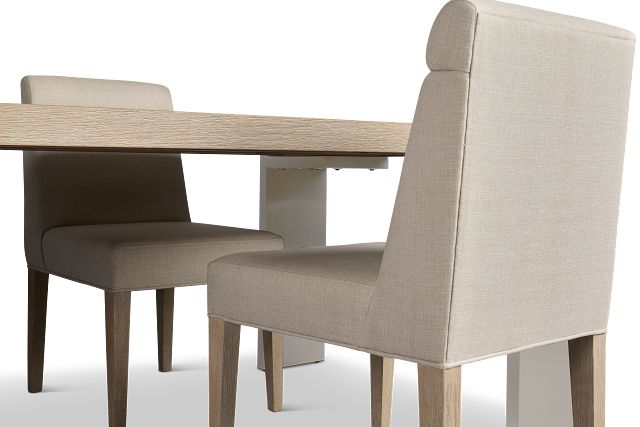 Miramar Light Tone Rectangular Table & 4 Upholstered Chairs
