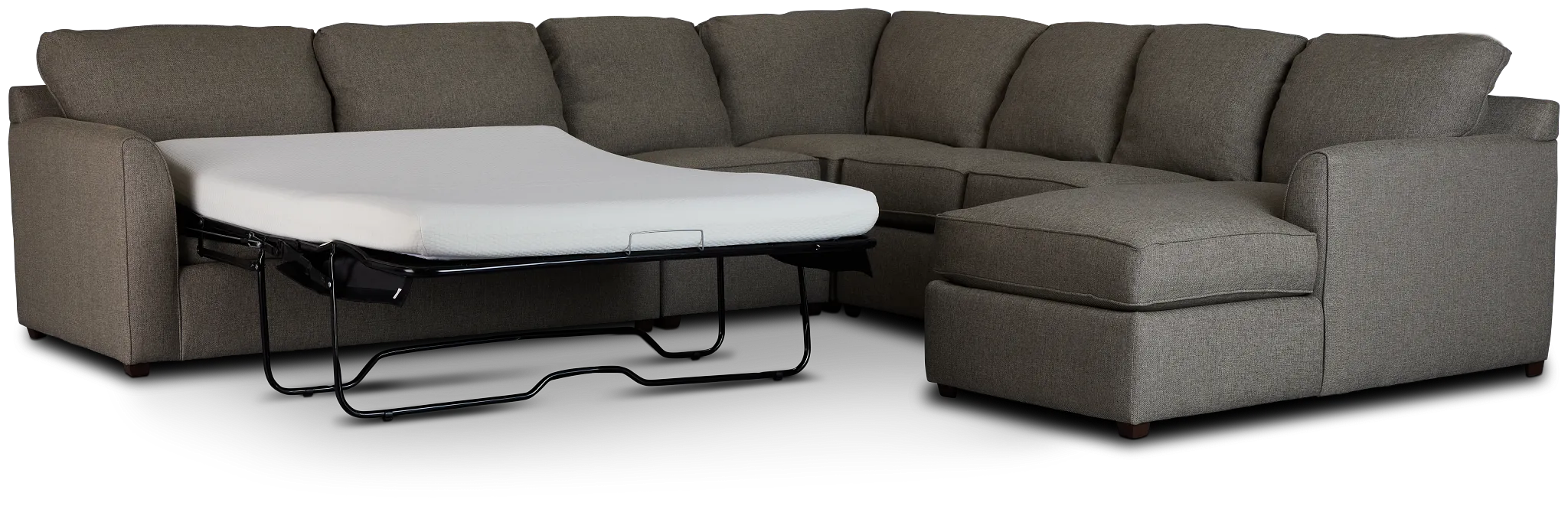 Asheville Brown Fabric Right Chaise Memory Foam Sleeper Sectional