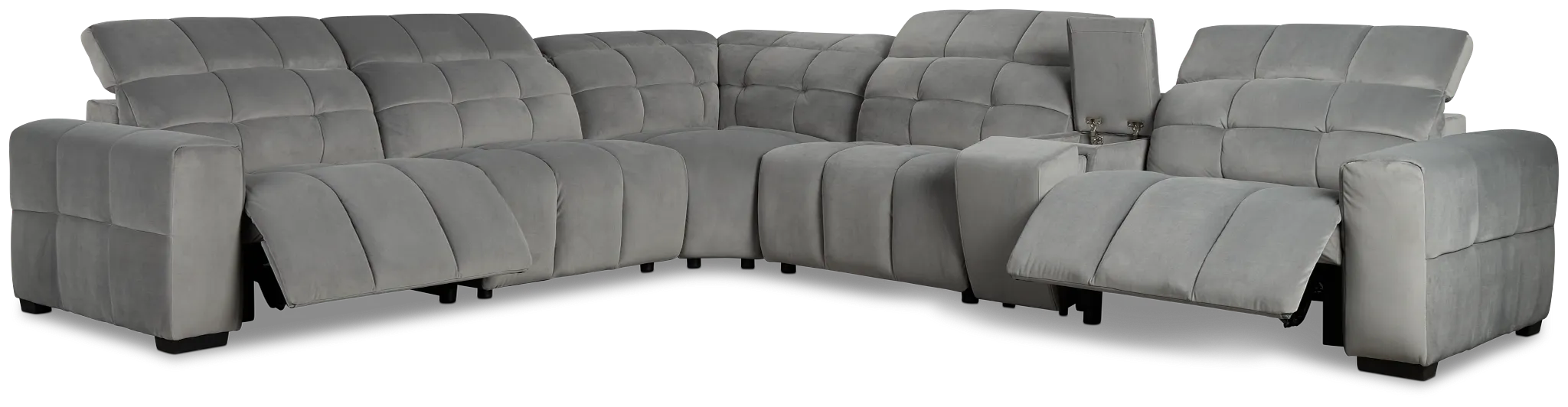 Gemma Light Gray Velvet Medium Dual Power 2-arm Reclining Sectional