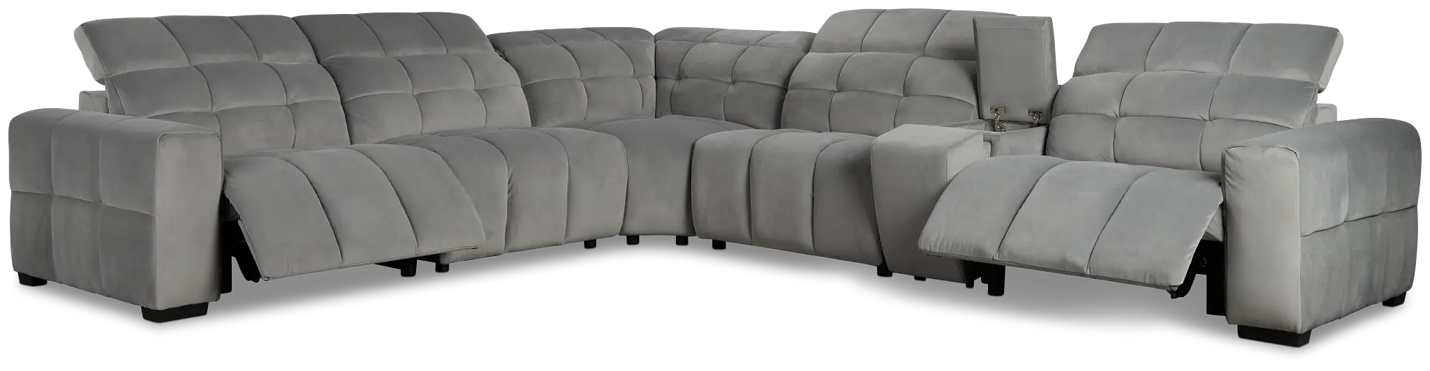 Gemma Light Gray Velvet Medium Dual Power 2-arm Reclining Sectional Gemma Light Gray Velvet Medium Dual Power 2-arm Reclining Sectional