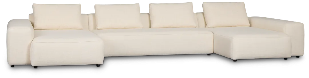 Cleo Light Beige Fabric Double Chaise Sectional