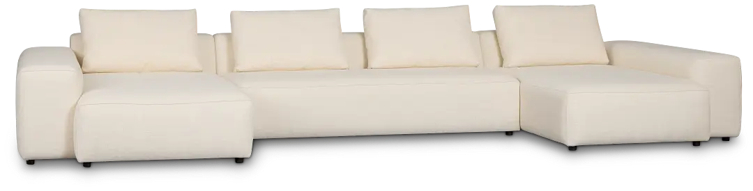 Cleo Light Beige Fabric Double Chaise Sectional Cleo Light Beige Fabric Double Chaise Sectional