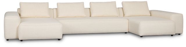 Cleo Light Beige Fabric Double Chaise Sectional