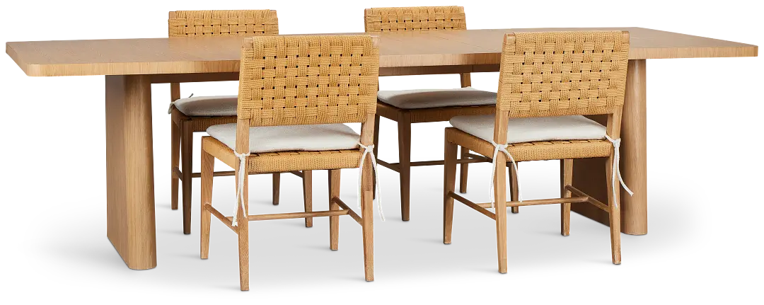 Malibu Light Tone Rect Table & 4 Woven Chairs Malibu Light Tone Rect Table & 4 Woven Chairs