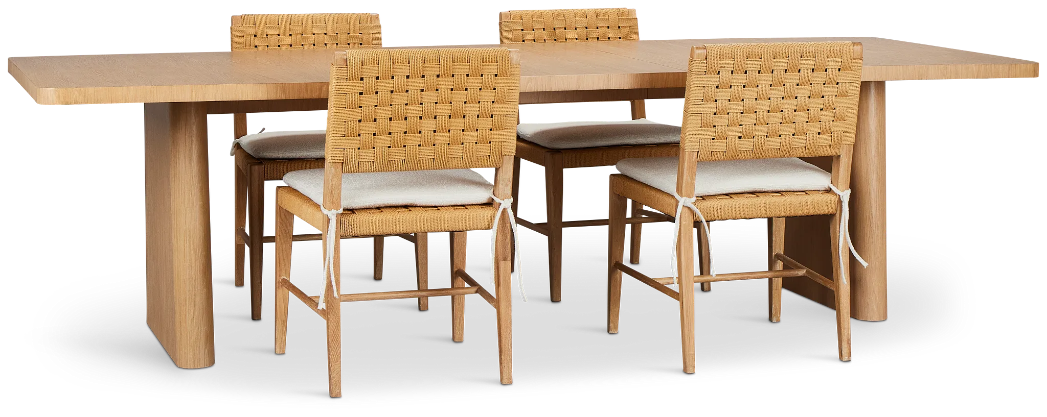 Malibu Light Tone Rect Table & 4 Woven Chairs