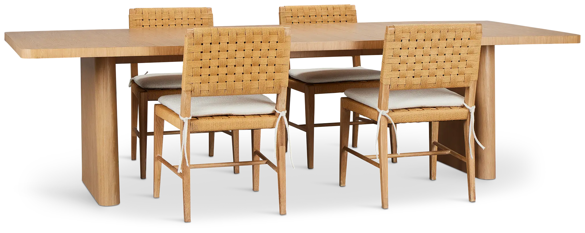 Malibu Light Tone Rect Table & 4 Woven Chairs Malibu Light Tone Rect Table & 4 Woven Chairs