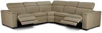 Ainsley Beige Leather Medium Dual Power 2-arm Reclining Sectional