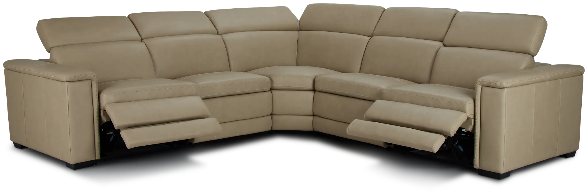 Ainsley Beige Leather Medium Dual Power 2-arm Reclining Sectional Ainsley Beige Leather Medium Dual Power 2-arm Reclining Sectional