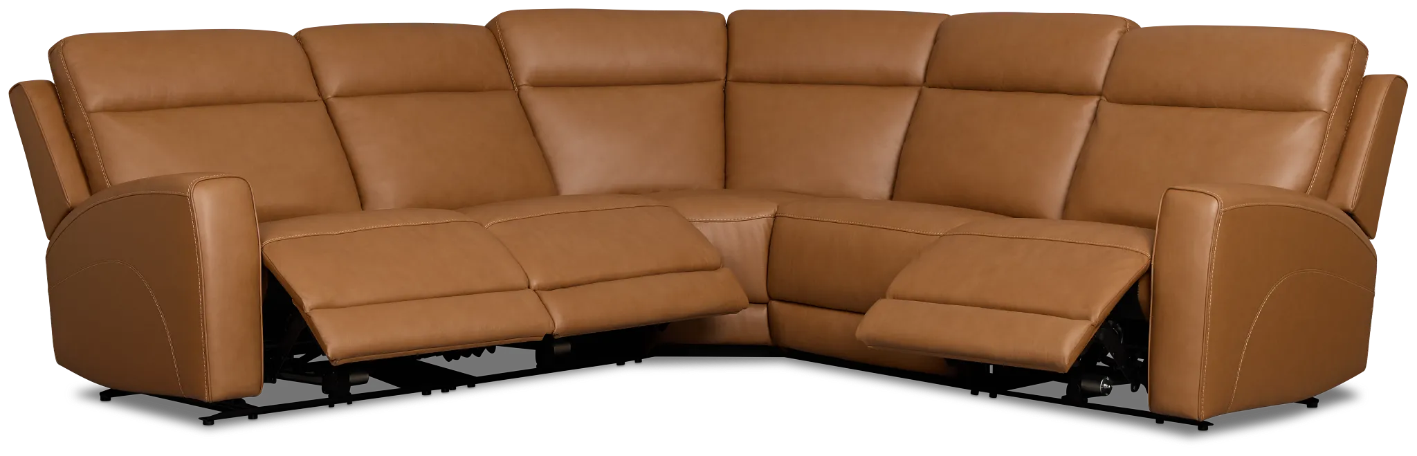 Flexsteel Belmont Medium Brown Lthr/vinyl Small Triple Power Reclining Two-arm Sectional