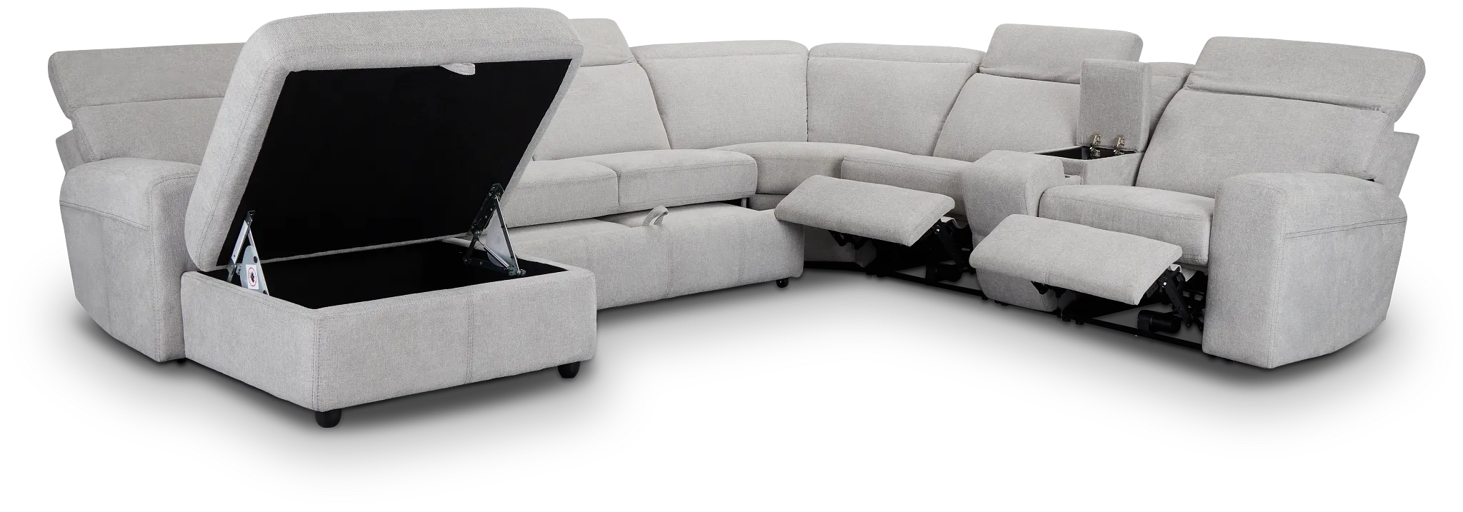 Callum Light Gray Storage Medium Left Triple Power Chaise Sleepr Sectional