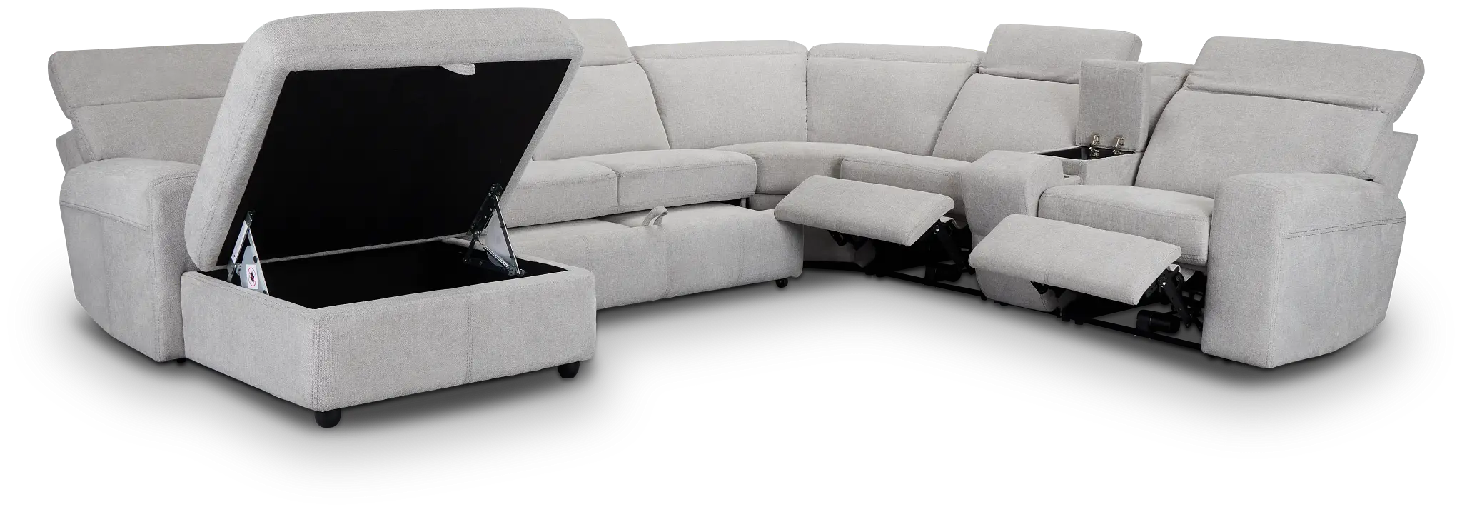 Callum Light Gray Storage Medium Left Triple Power Chaise Sleepr Sectional Callum Light Gray Storage Medium Left Triple Power Chaise Sleepr Sectional
