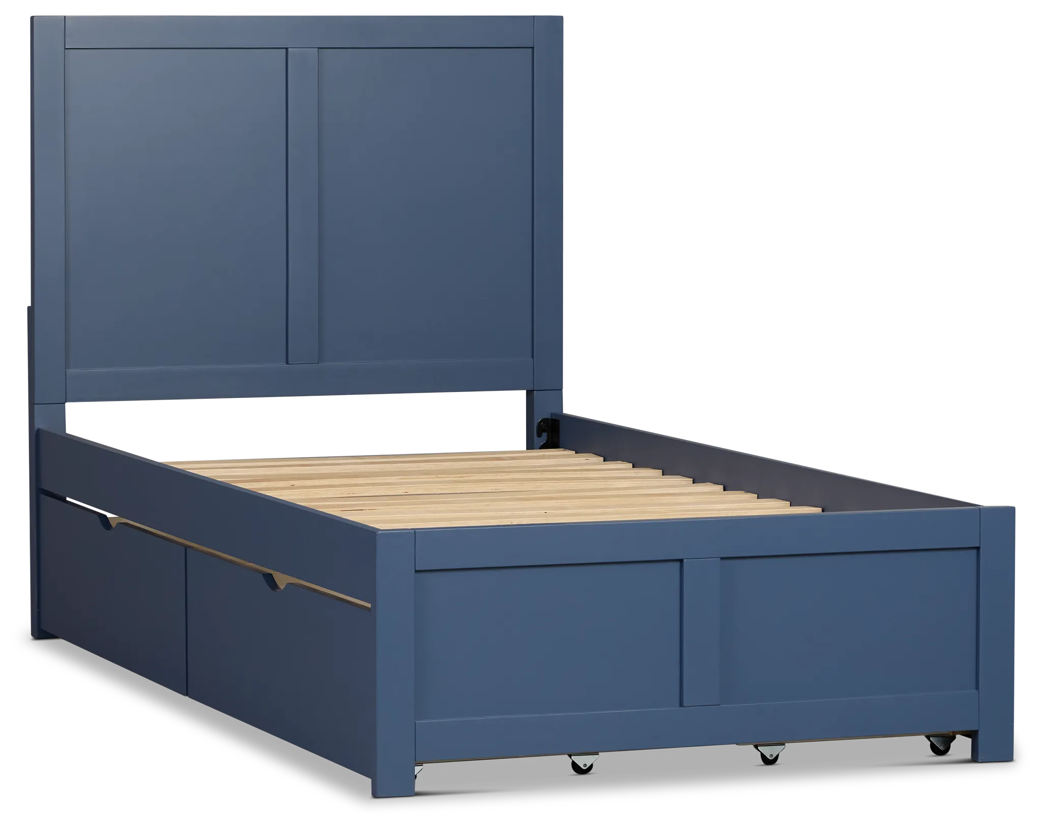 Charleston Dark Blue Panel Bed With 4 Storage Drawers