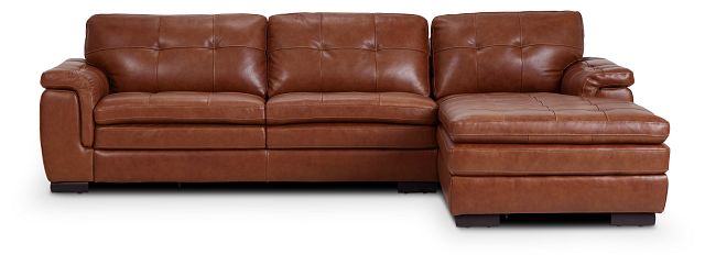 Braden Medium Brown Leather Small Right Chaise Sectional (2)