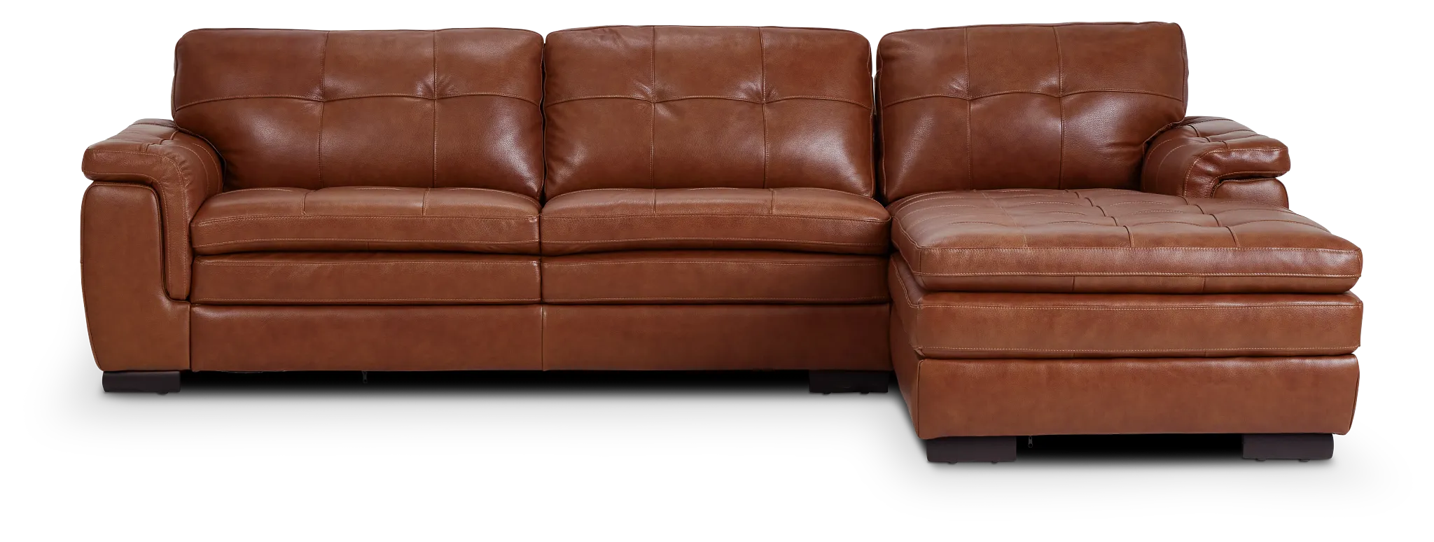 Braden Medium Brown Leather Small Right Chaise Sectional