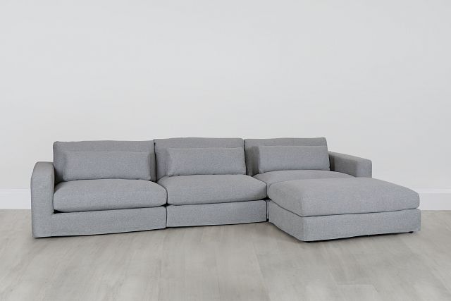 Cozumel Light Gray Fabric 4-piece Chaise Sectional