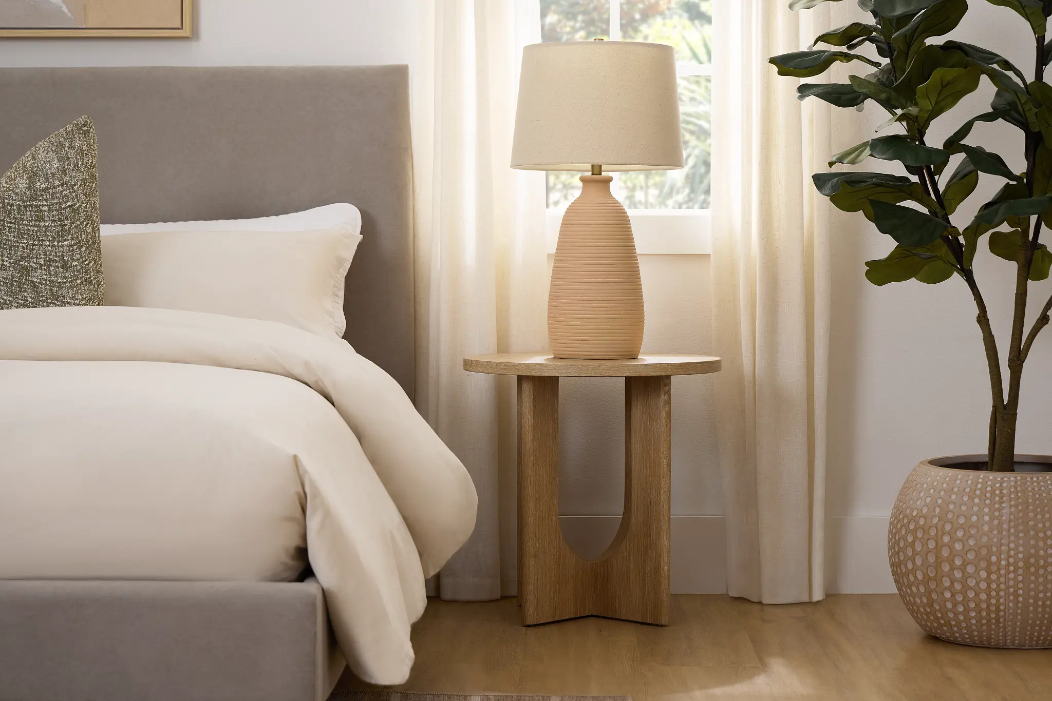 Lyndie Light Tone Round End Table Lyndie Light Tone Round End Table