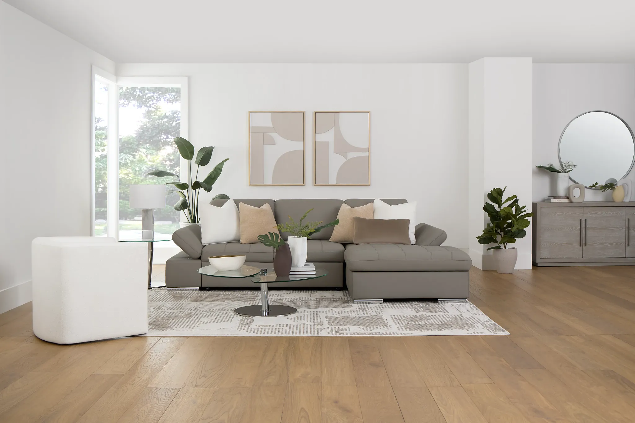 Eden Gray Micro Right Chaise Sleeper Sectional