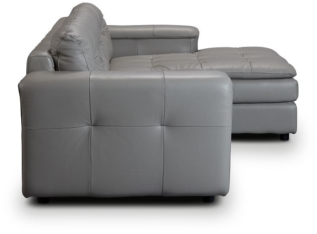 Rowan Gray Leather Right Chaise Sectional