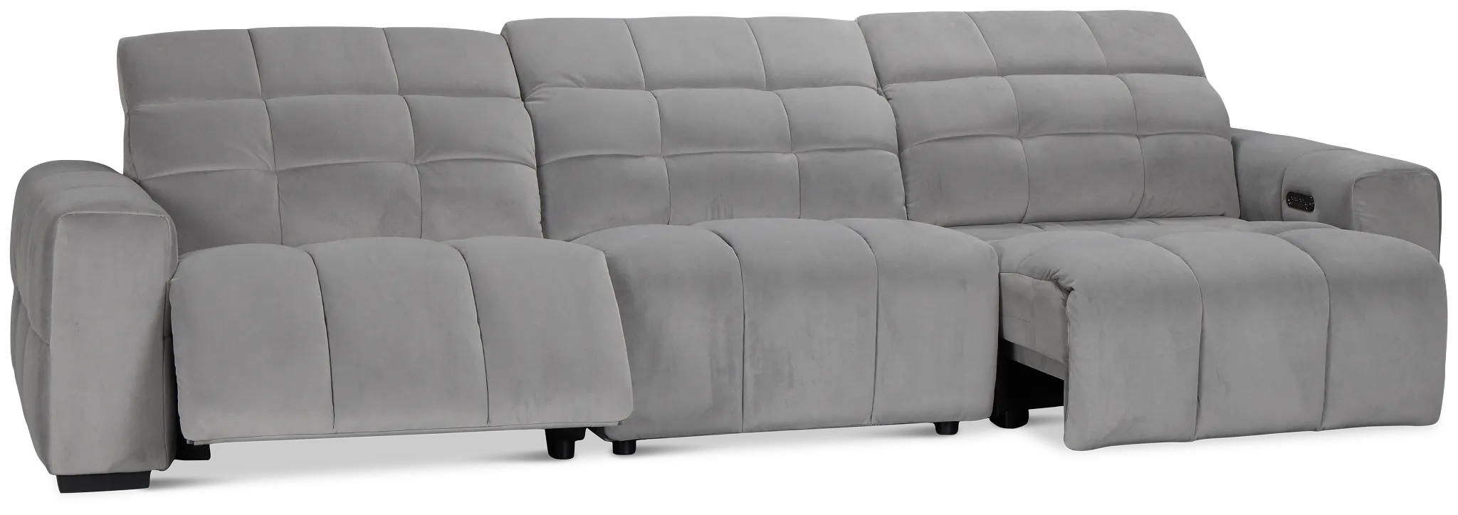 Gemma Light Gray Velvet Right Chaise Power Reclining Sectional