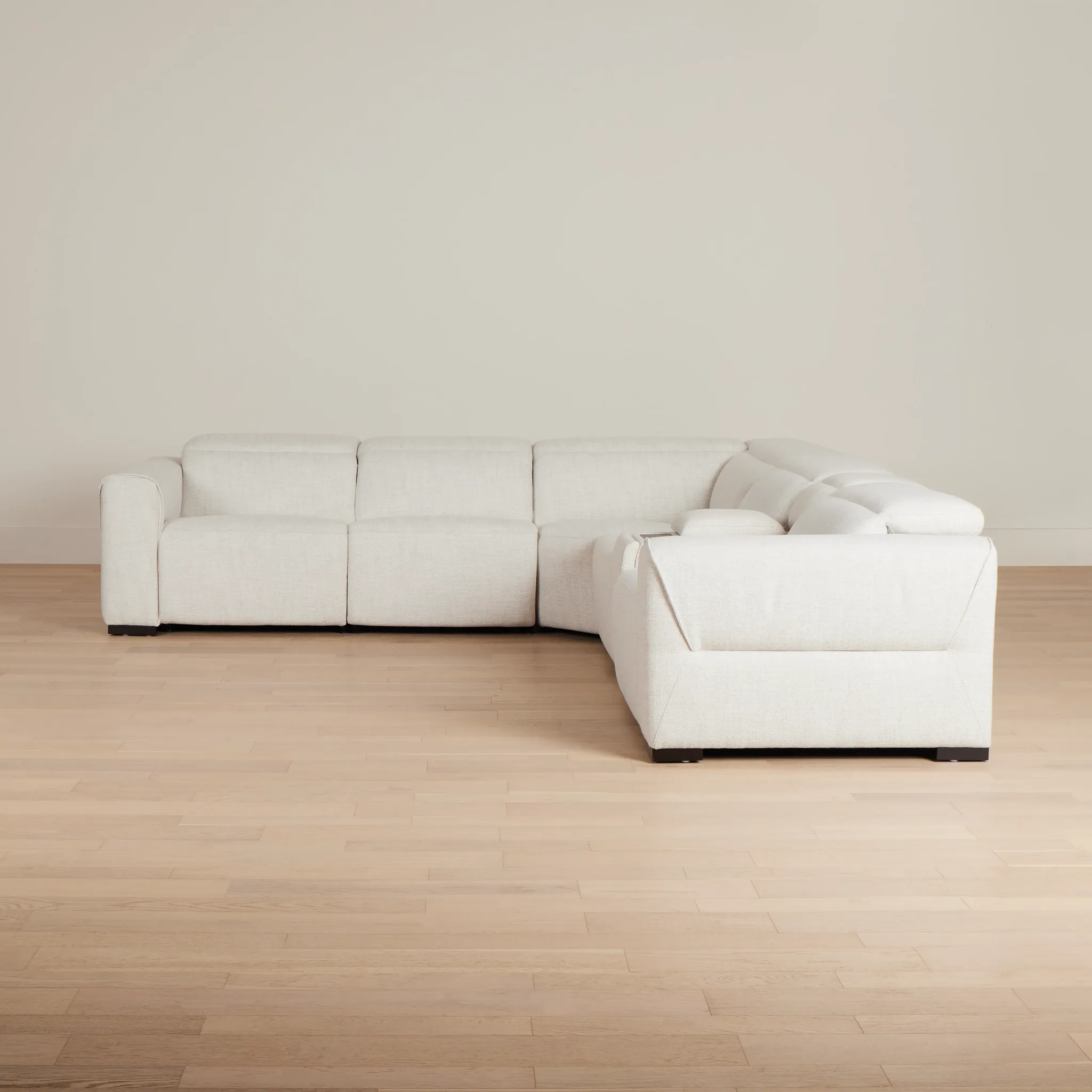 Ellis Light Beige Fabric Medium Triple Power 2-arm Sectional