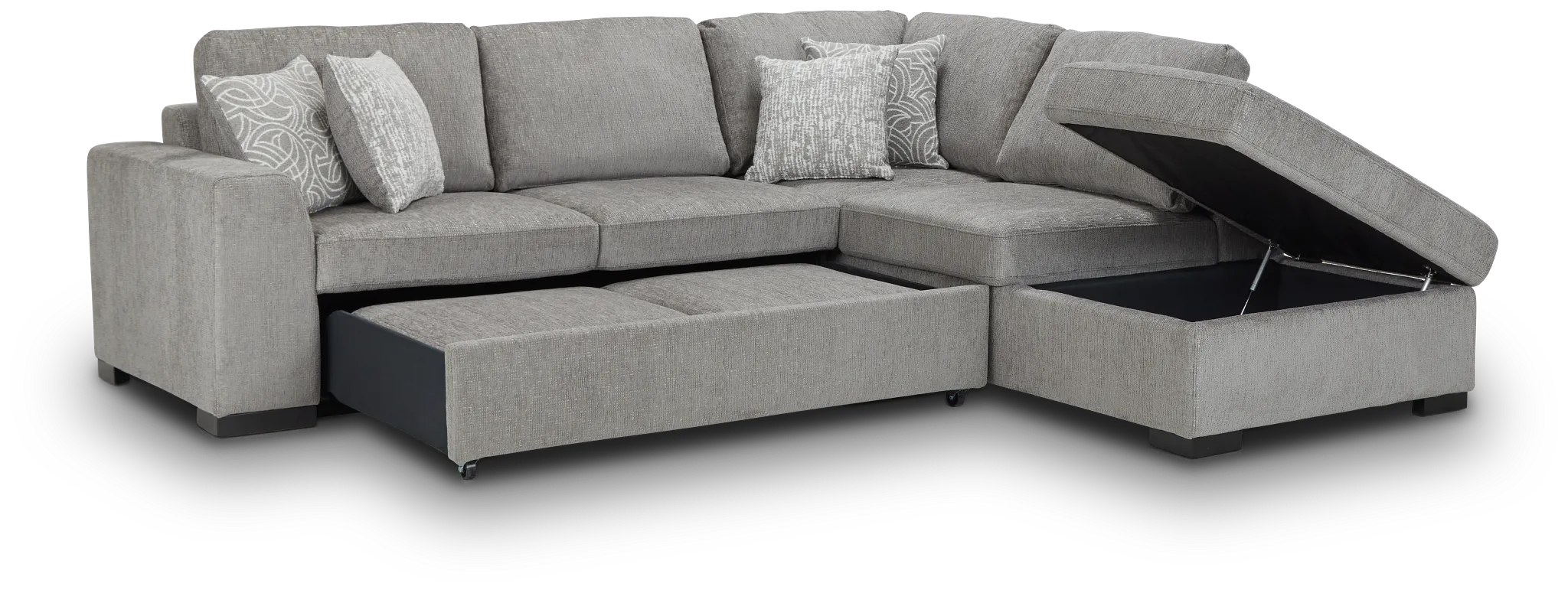 Blakely Gray Fabric Small Right Bumper Sleeper Sectional