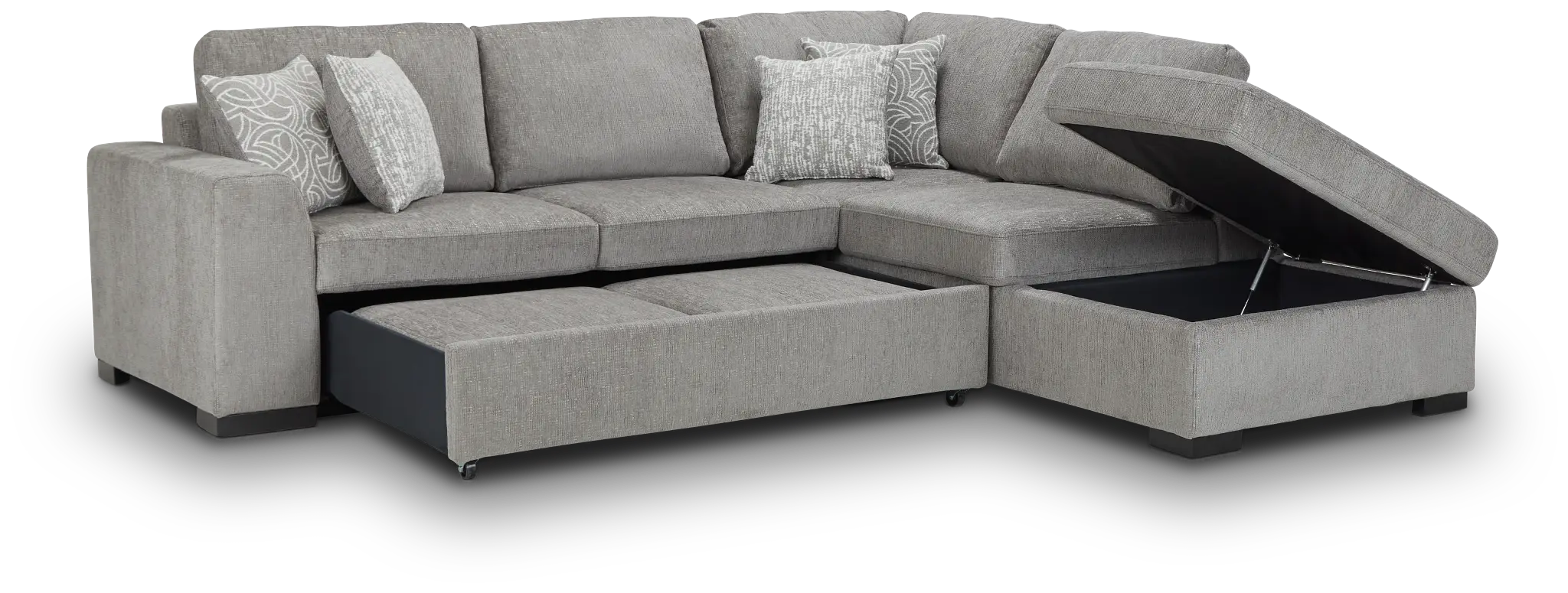 Blakely Gray Fabric Small Right Bumper Sleeper Sectional Blakely Gray Fabric Small Right Bumper Sleeper Sectional