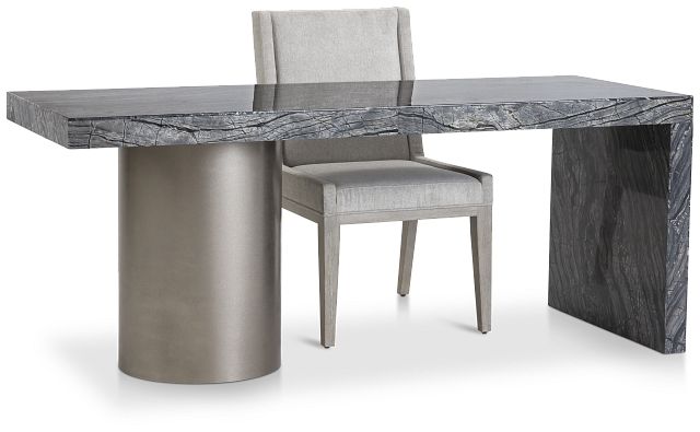 Linea Black Marble Desk And Chair