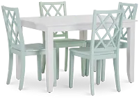 Edgartown White Rect Table & 4 Light Blue Wood Chairs