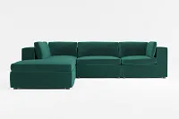 Destin Joya Green Velvet 5pc Bumper Sectional