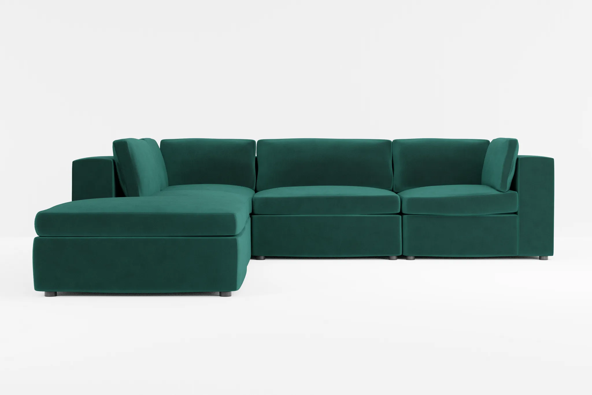 Destin Joya Green Velvet 5pc Bumper Sectional