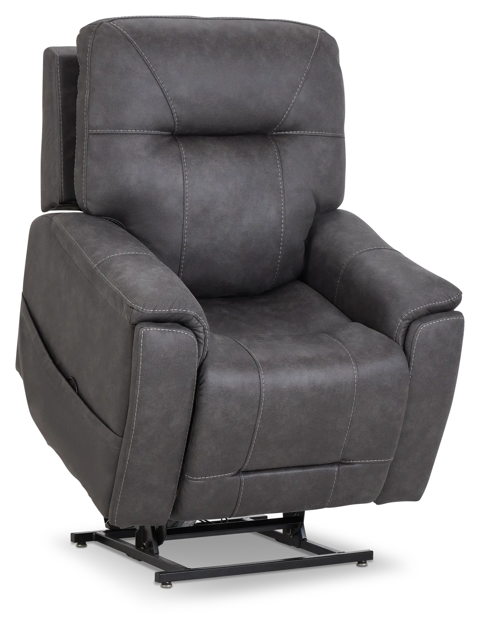 Akron Dark Gray Micro Power Lift Recliner With Power Lumbar Akron Dark Gray Micro Power Lift Recliner With Power Lumbar