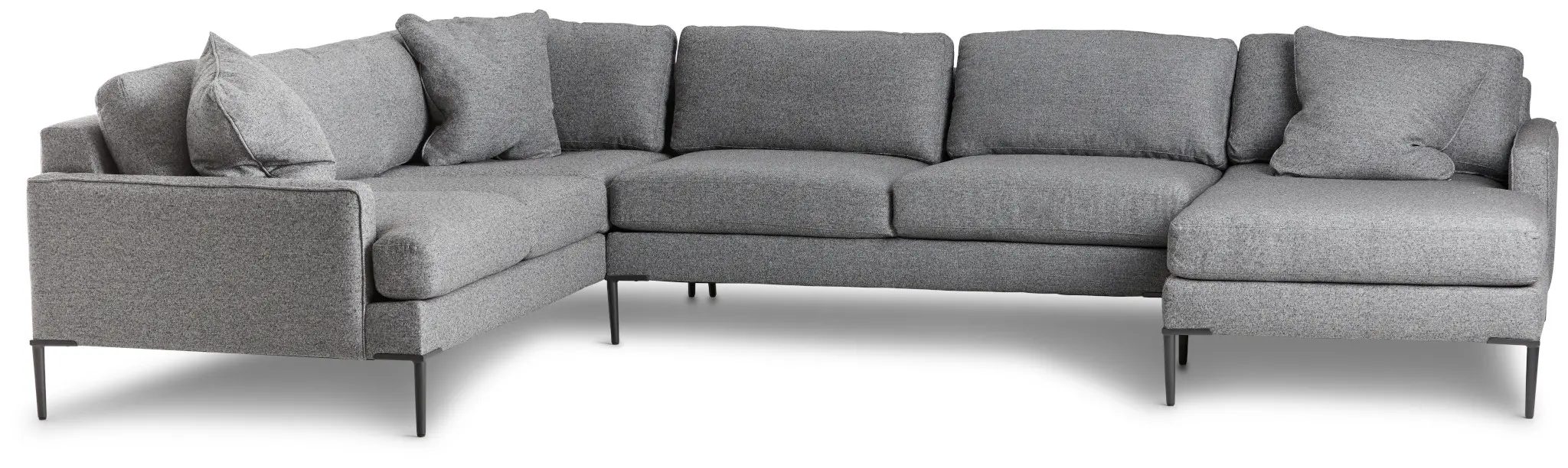 Morgan Dark Gray Fabric Medium Right Chaise Sectional W/ Metal Legs Morgan Dark Gray Fabric Medium Right Chaise Sectional W/ Metal Legs